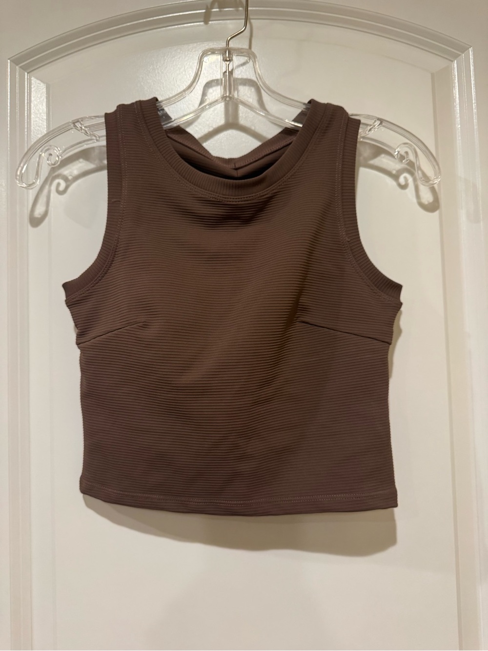 Ribbed Brown Cropped Tank Top